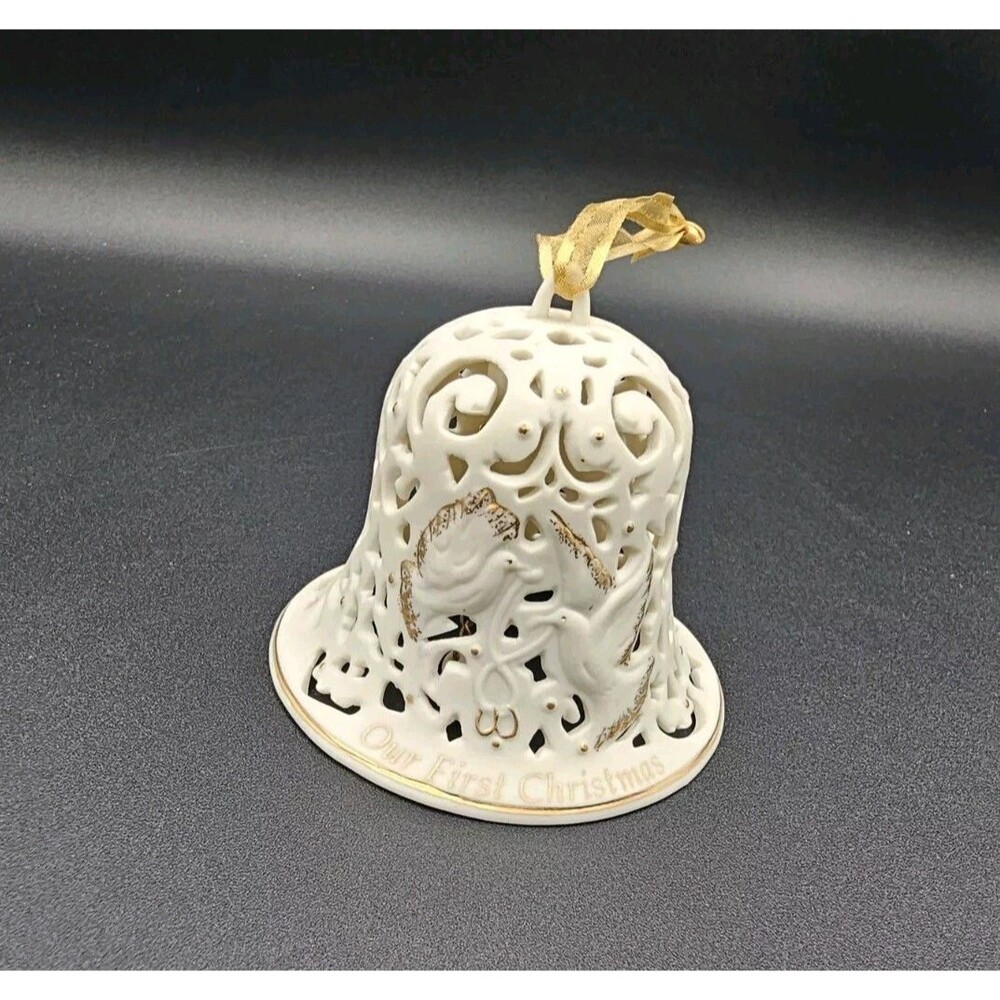Wedgwood Our First Christmas Pierced Bell Doves Original Packaging No Date On It